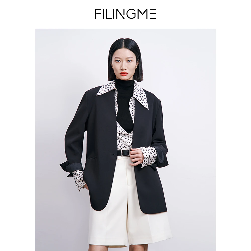 FILINGME 菲埃琳 廓形无领西装外套 F23QX335反季