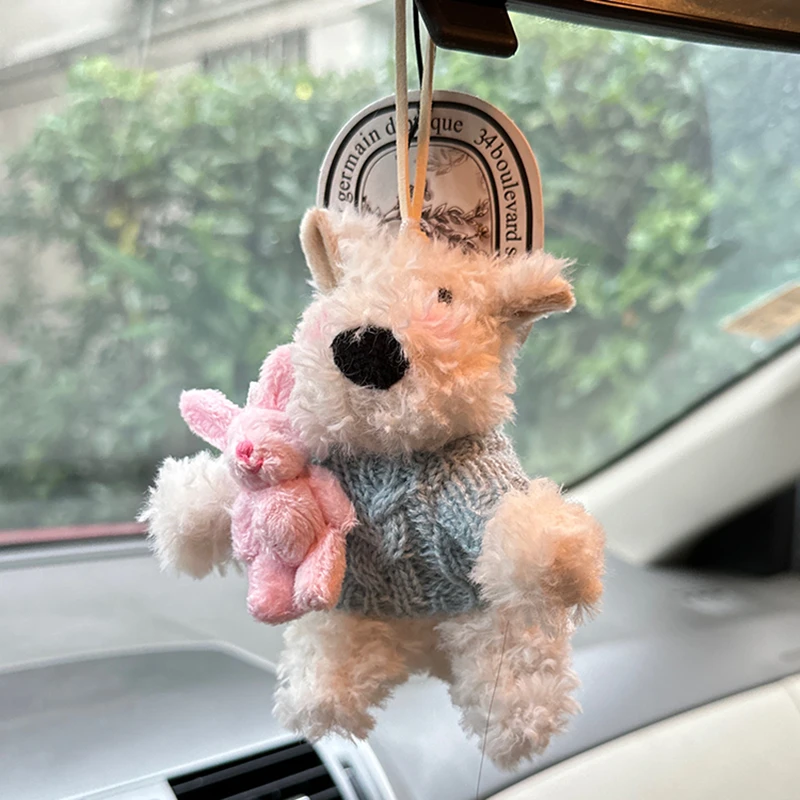 潦草小狗可爱车载毛绒汽车后视镜挂件西高地狗装饰车内好物新车礼