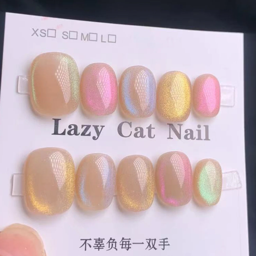 【彩虹泡泡】七彩手工穿戴甲夏日甜心可爱短款学生美甲