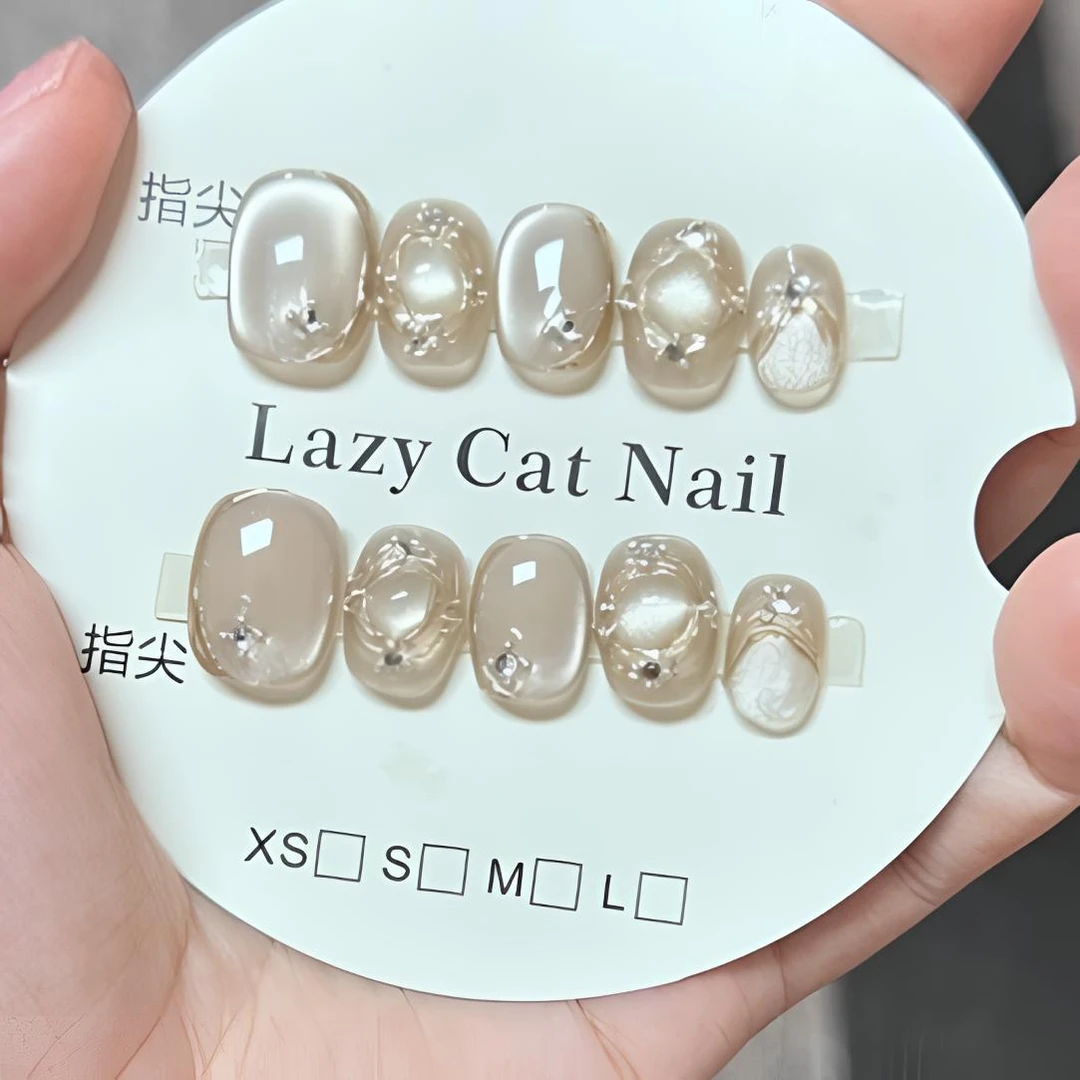 【白玉】手工穿戴甲秋冬百搭气质高端温柔美甲短款