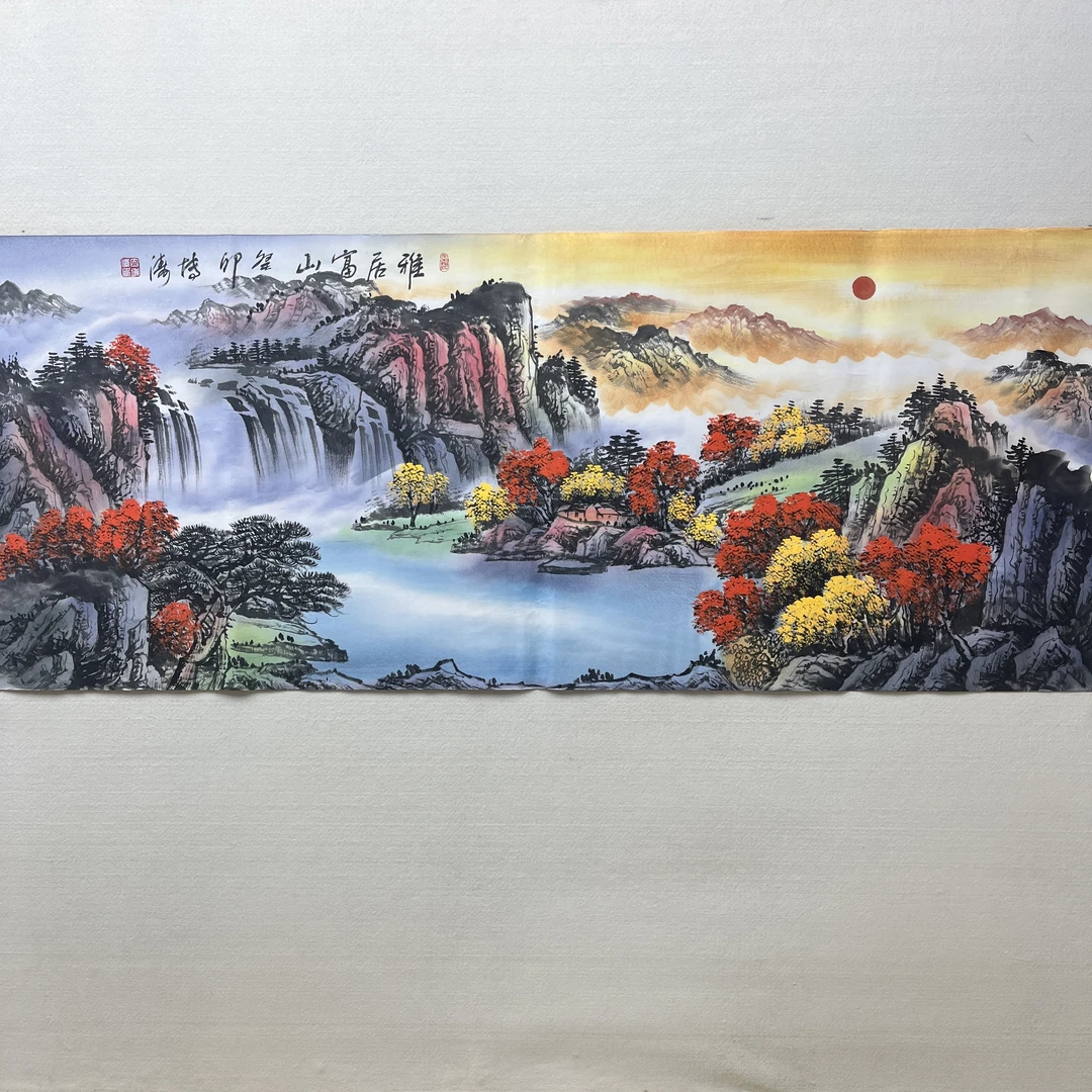 田博涛真迹国画雅居富山12平尺代表作//国画