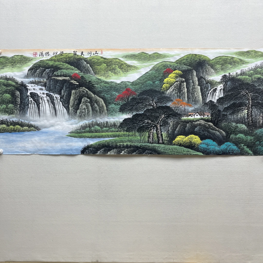 田博涛真迹国画山河秀丽12平尺代表作//国画