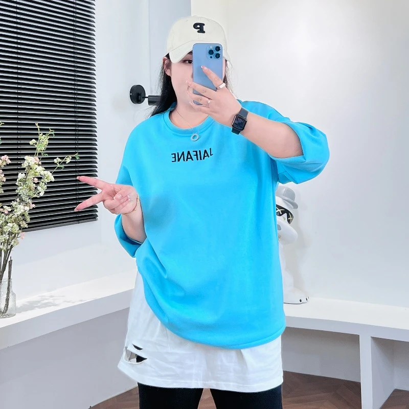 断码捡漏~妮式穿搭 / 韩版亮色系宽松遮肉卫衣9496花契200斤大码