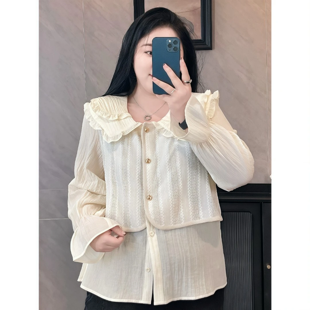 断码捡漏~海岸来信 / 甜欲风娃娃领假两件衬衣12037花契200斤