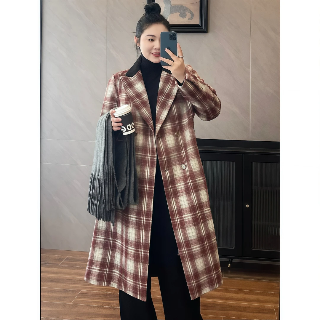 断码捡漏~玫瑰东京 / 复古风长款呢大衣11860花契200斤胖mm秋冬