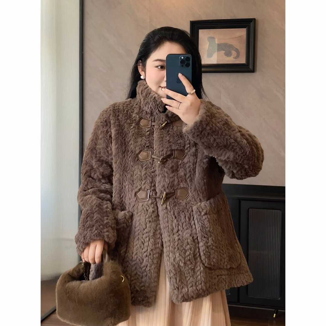 断码捡漏~德佩拉玫瑰 / 毛绒绒贵气小香风外套6813花契200斤胖mm