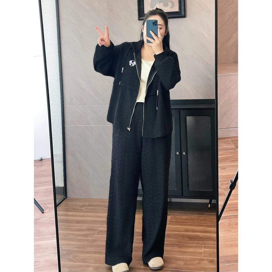 断码捡漏~法米尔枫 / 连帽上衣阔腿裤两件套4208花契200斤胖mm