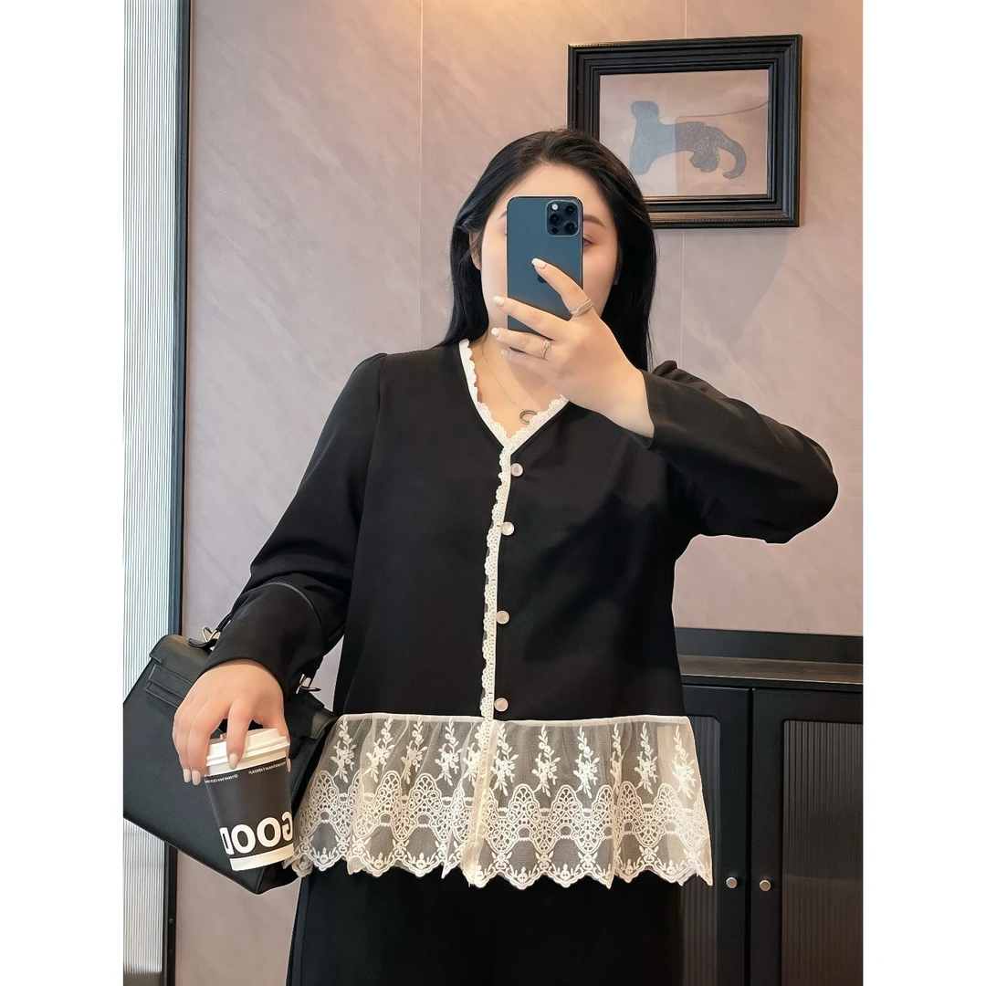 断码捡漏~克莱温街 / 蕾丝淑女风拼接款上衣11669花契200斤胖mm