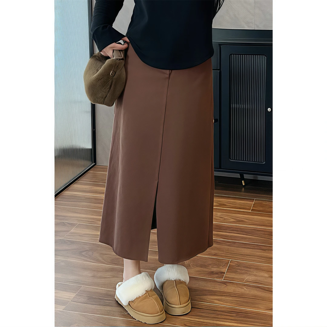 断码捡漏~信步首尔 / 做旧风咖色牛仔半身裙12288花契200斤胖mm