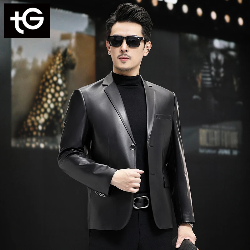 海宁新款头层绵羊皮西服外套商务休闲男士外套9019