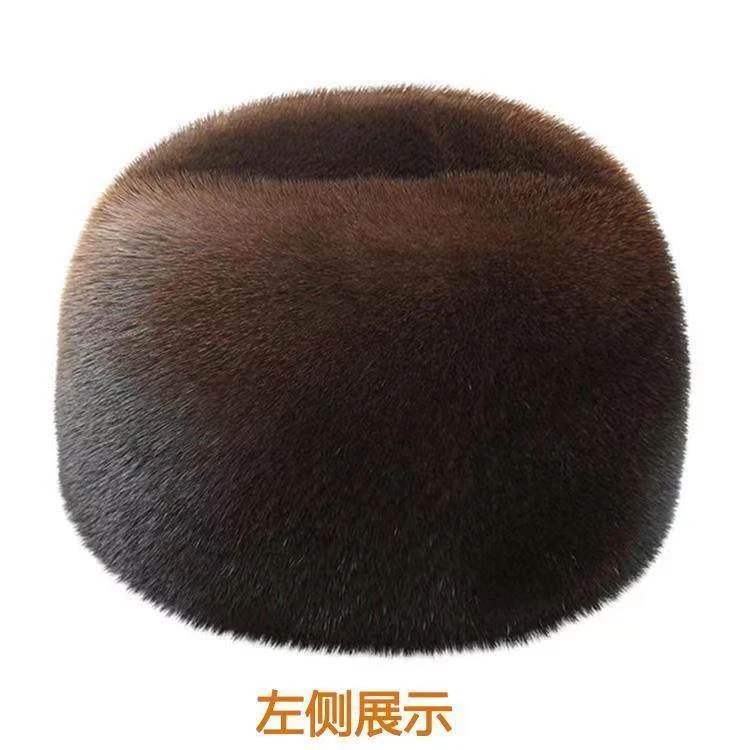 进口水獭皮帽子 总统绅士帽 男加厚保暖中老年冬天秋冬贝雷帽