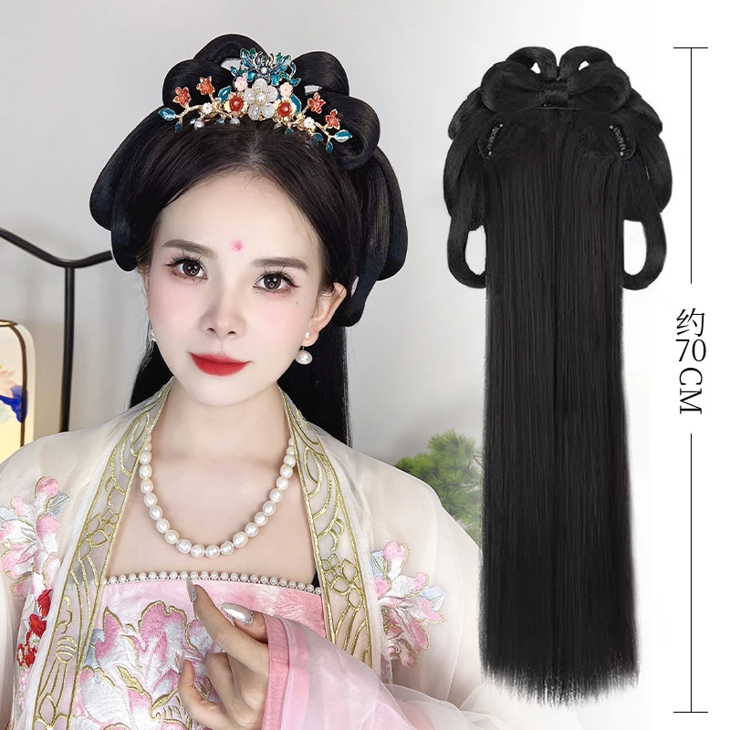 【桐落】汉服古风假发假发包古装日常气质百搭明制拍照懒人一体式