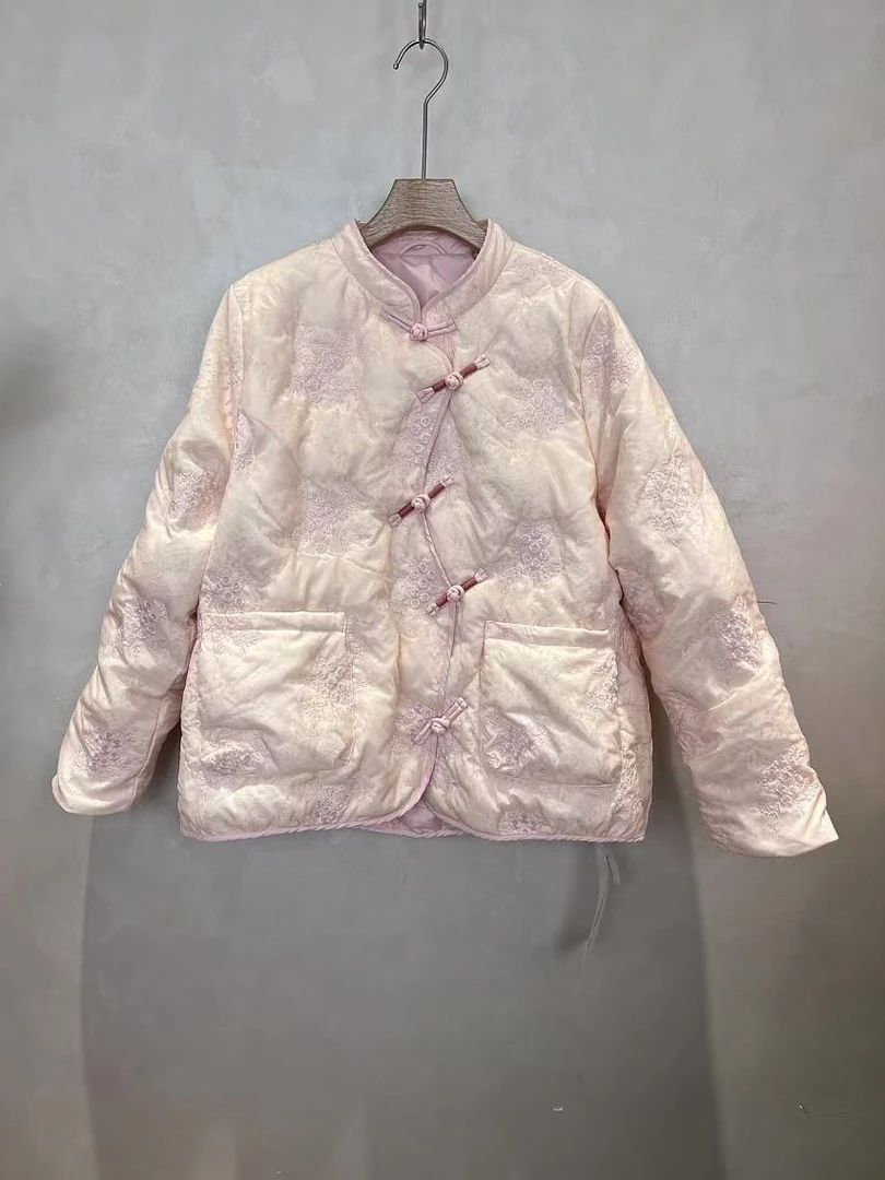 【橙子推荐】3333冬季新款特色气质百搭短款复古刺绣中国风羽绒服