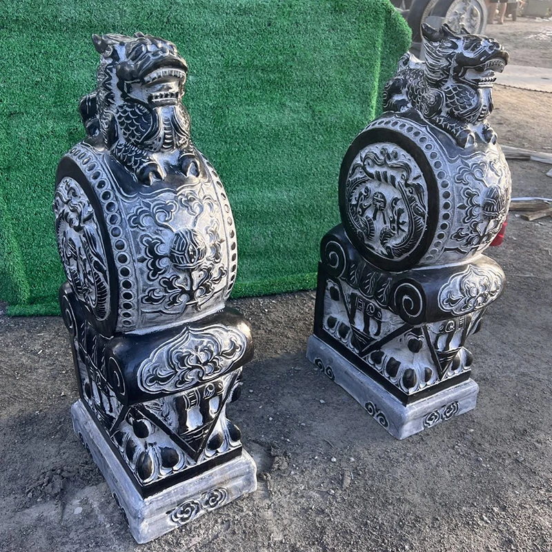 石雕门墩抱鼓石门口家用麒麟庭院一对看门青石石墩石鼓