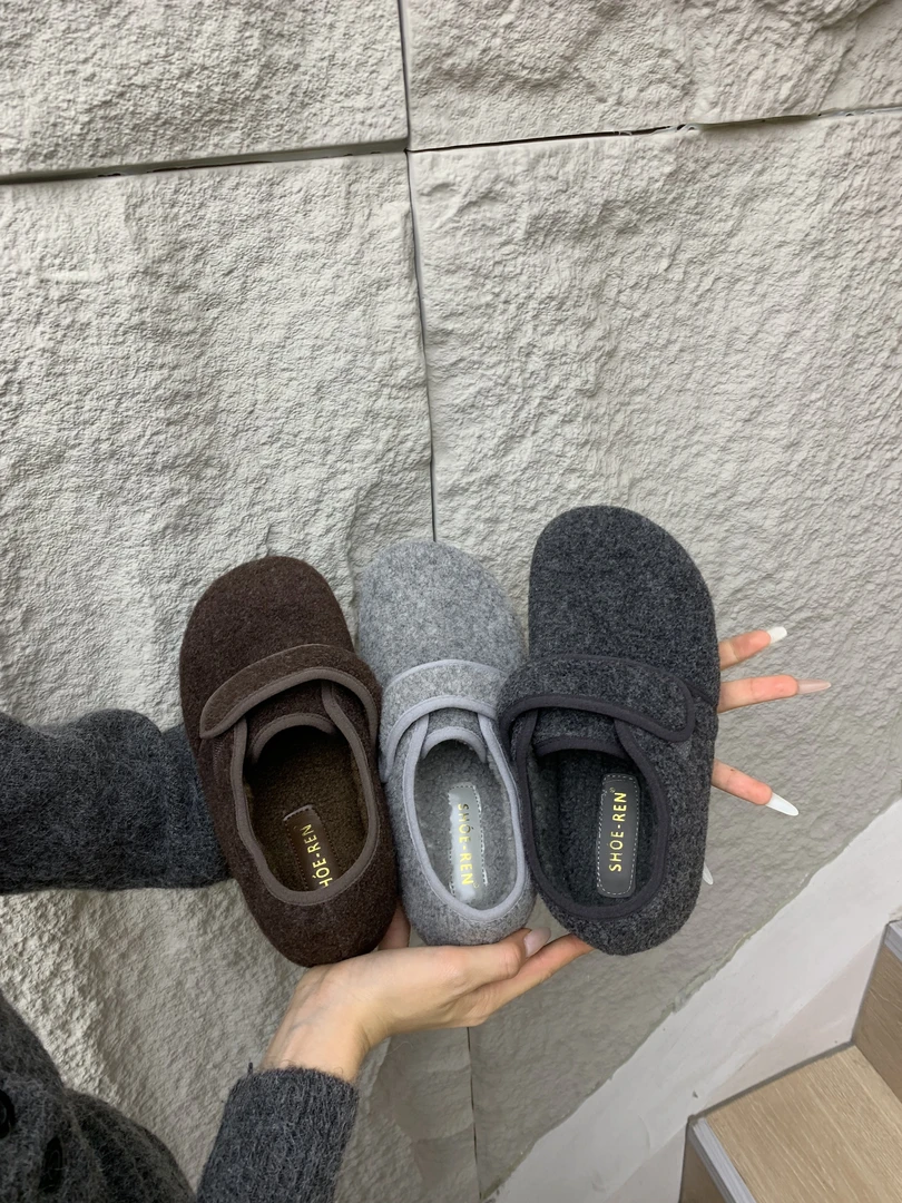 内增高4CM萌加绒毛毛勃肯鞋女保暖棉鞋乐福鞋