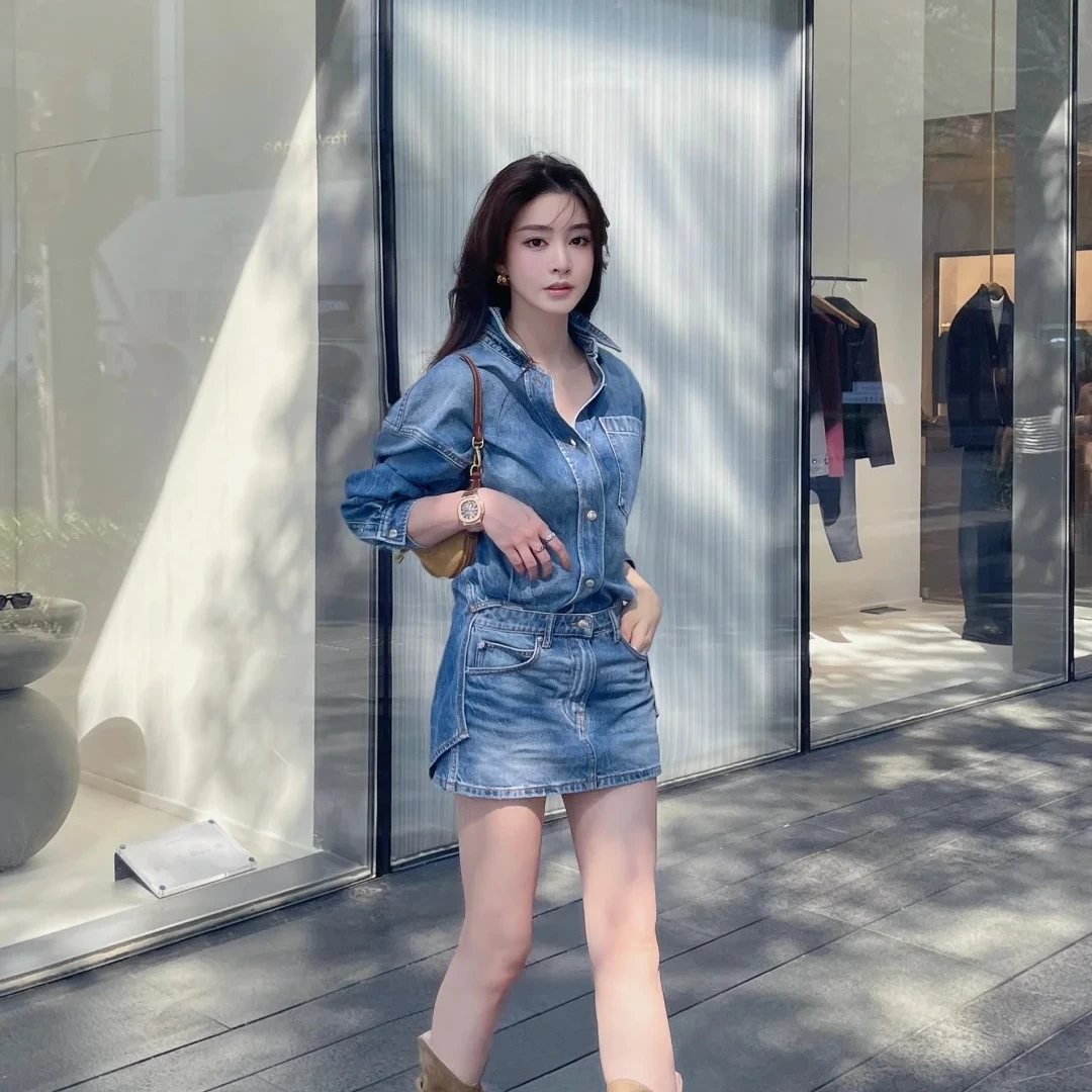 复古辣妹高腰牛仔半身裙女春季新款设计感显瘦百搭a字短裙防走光