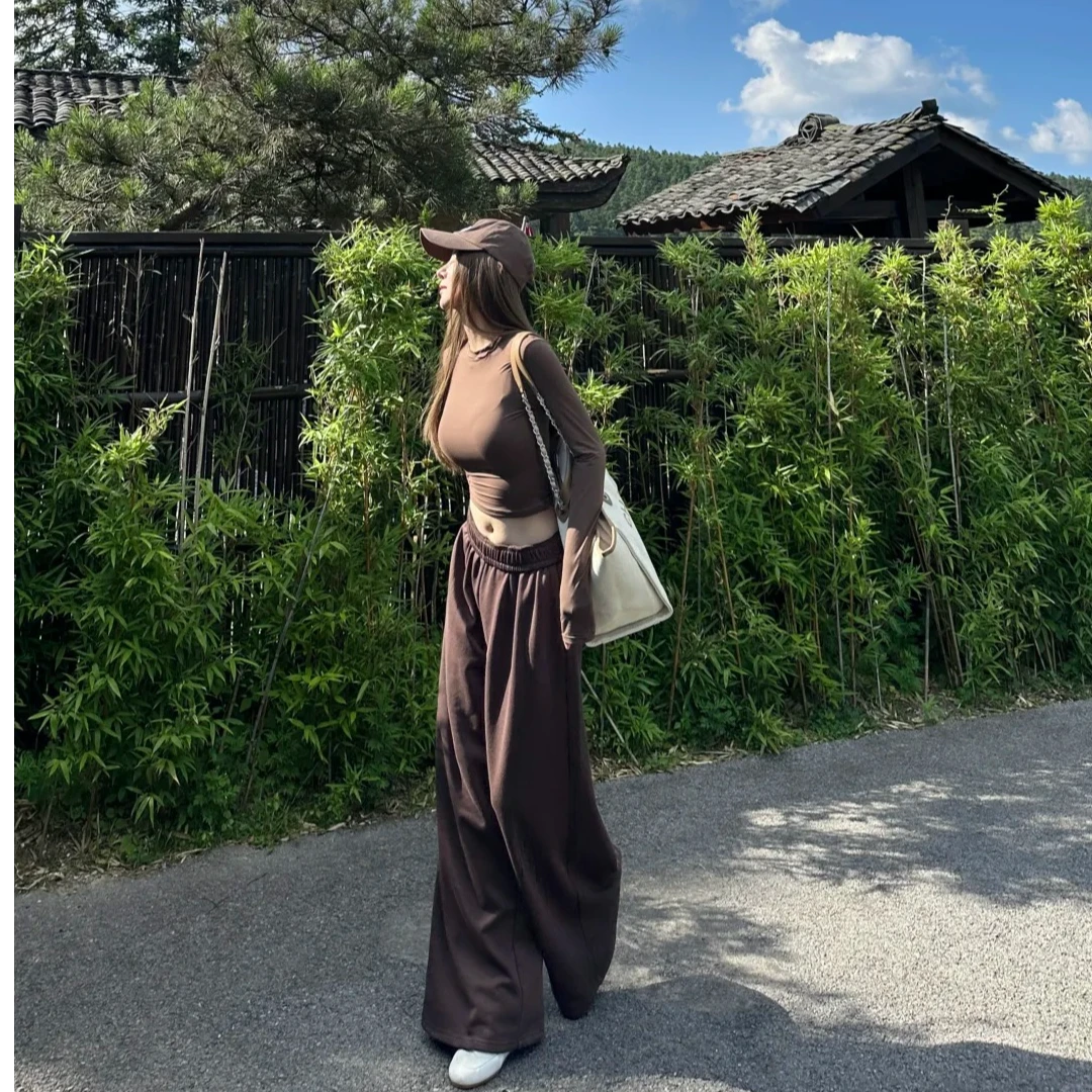 2024秋季撞色防晒长袖T恤女夏秋季上衣ins潮休闲长袖气质高腰时尚