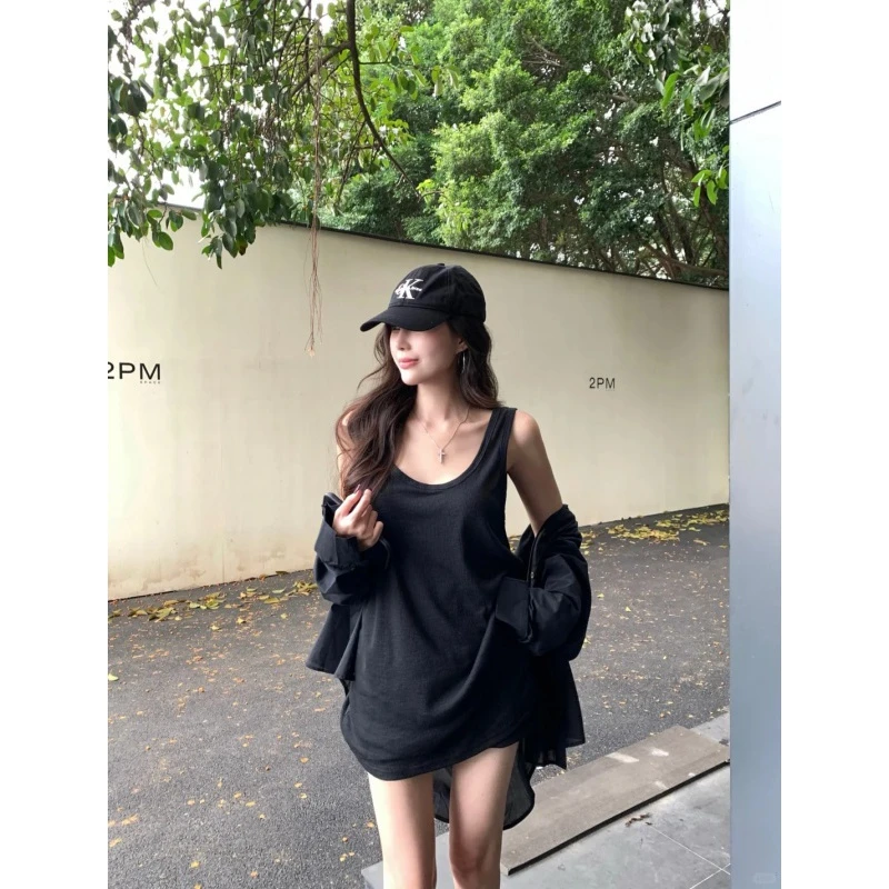 2025夏季新款显瘦气质运动性感夏季背心吊带开叉宽松外搭显瘦潮流