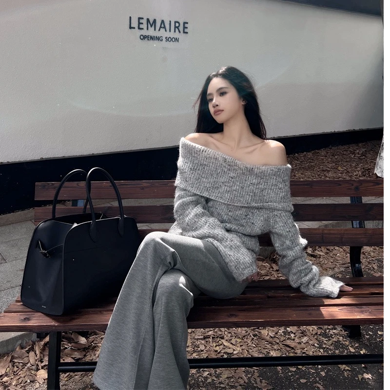 慵懒风百搭女上衣春季新款时尚针织毛衣2025气质温柔显瘦休闲一字