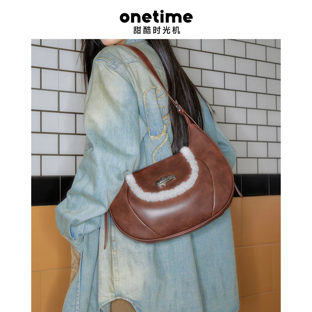 onetime2025春夏复古甜心新月大容量腋下包女高级送女友礼物