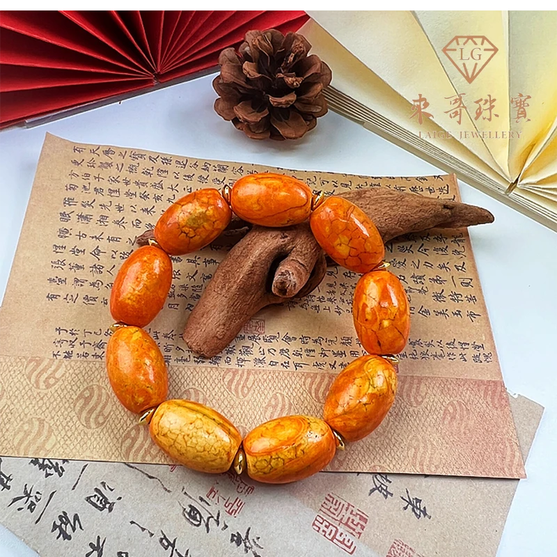 【来哥严选】收藏款玄黄天玄地珠黄金肉灵芝枣珠手串K13mm