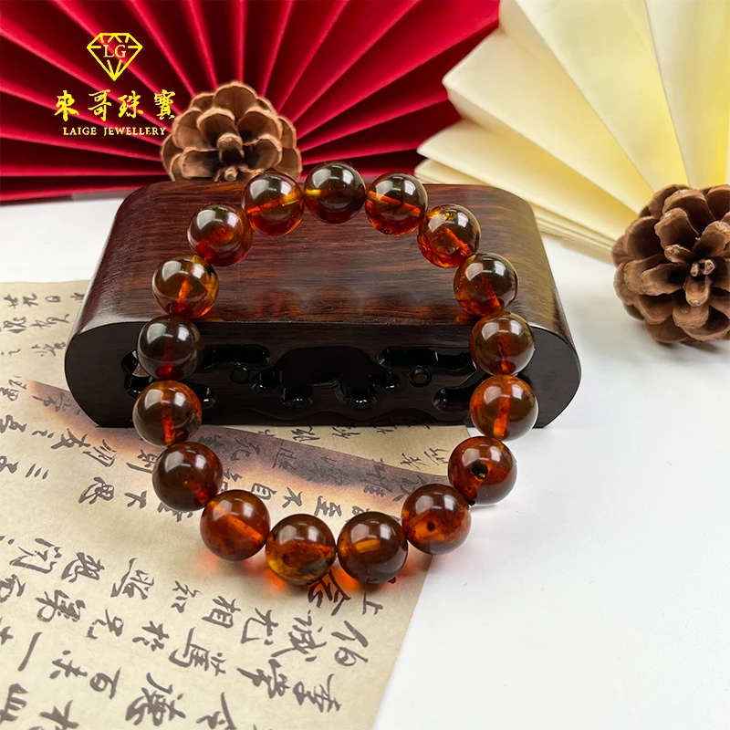 女神节福利【来哥严选】五元素血药珀精美时尚圆珠DIY手串k12-13