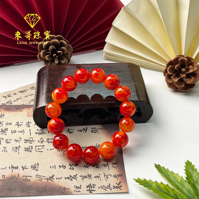 女神节福利【来哥严选】毕业级红皮满肉太岁肉灵芝长寿石圆珠手串