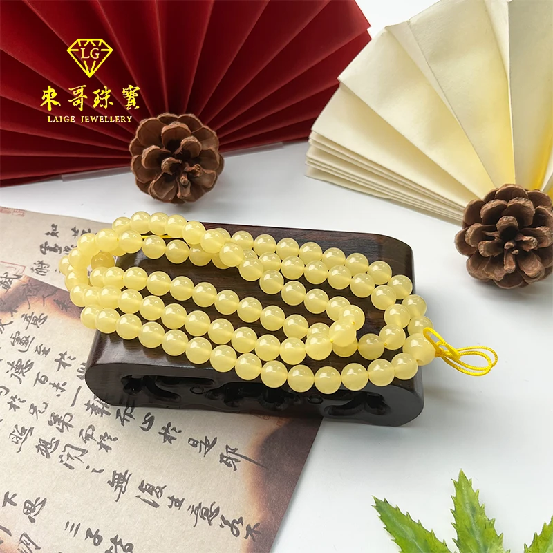 【来哥严选】x辽血人参圆珠DIY百搭珠链可绑吊坠k8