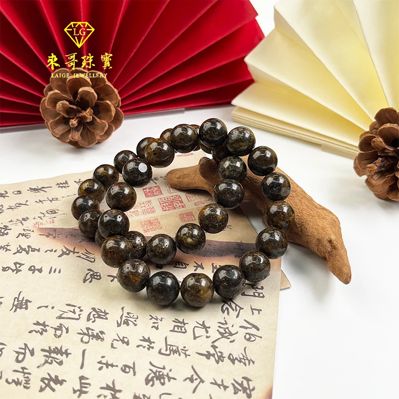 女神节福利【来哥严选】九曲灵元满黑翳珀手串k11-12多样性发其一
