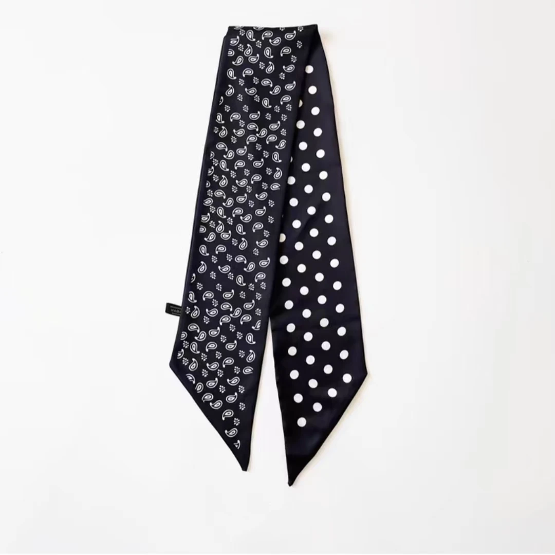 腰果花长条丝巾碎花春秋气质时尚百搭韩版小领法式潮流大方