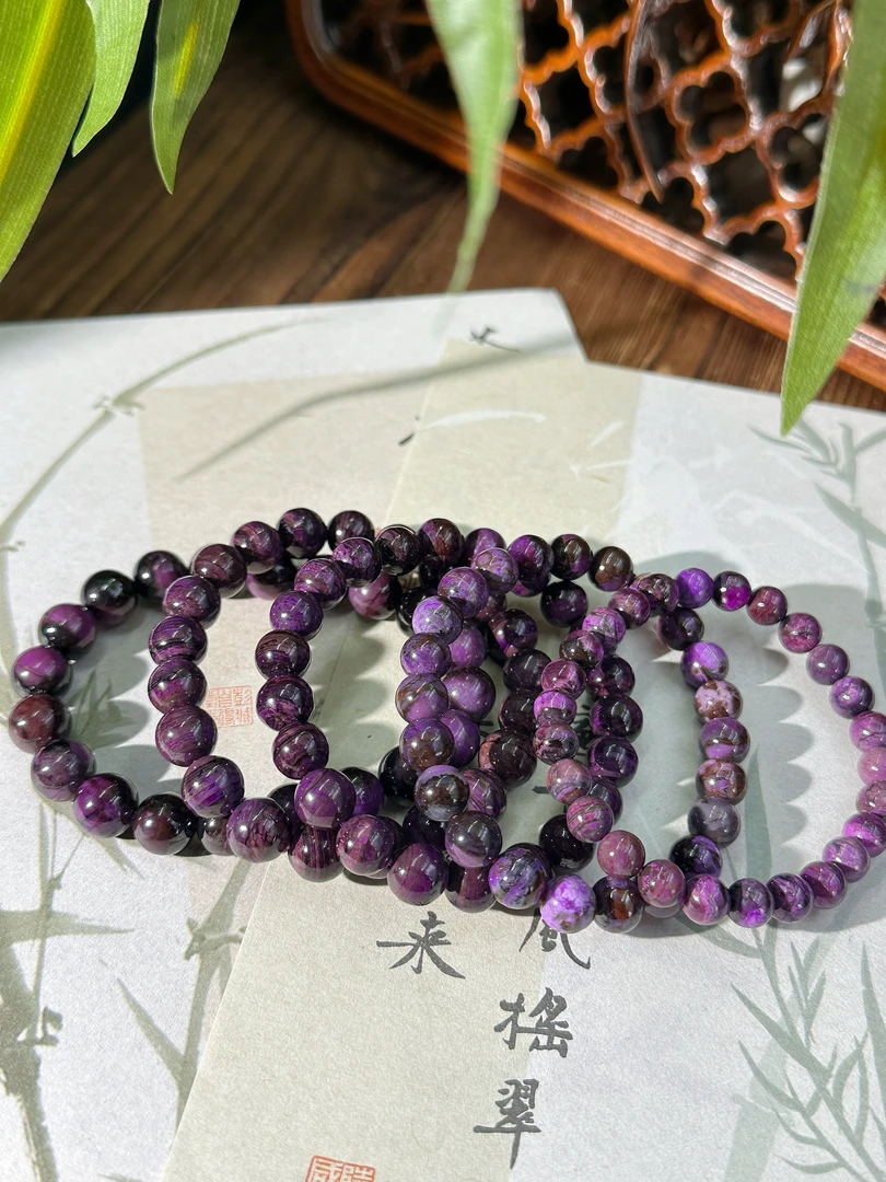 【大美】南非老矿 舒俱来泥地樱花料圆珠手串@多样性发其一