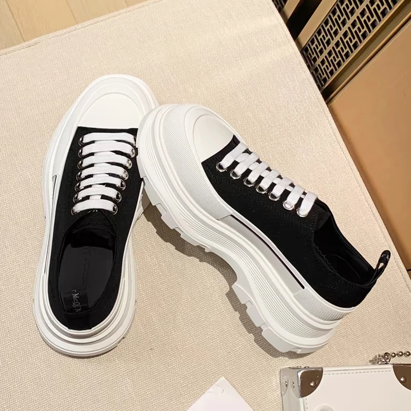 厚底小白鞋时尚运动ins夏季低帮休闲鞋女小个子增高帆布鞋高级感