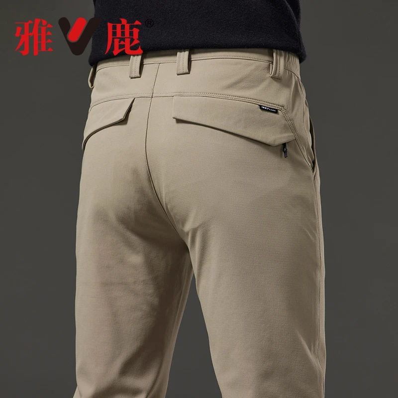 雅鹿春夏款轻奢休闲裤男时尚潮流百搭直筒裤子男弹力轻商务男裤子