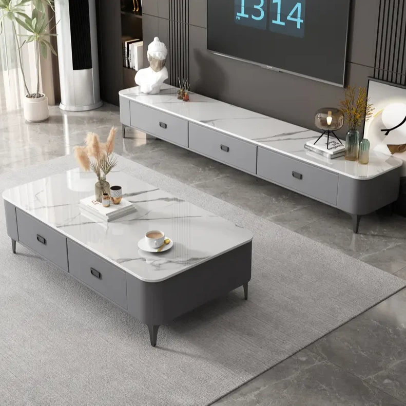 北欧方形茶几轻奢简约现代客厅家用小户型意式极简客厅岩板茶台