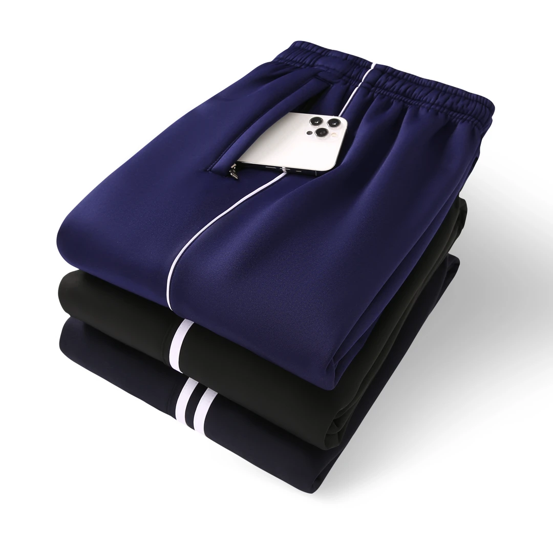 校服裤子冬季加绒反光条藏青色红杠一条杠初高中小学直筒运动校裤