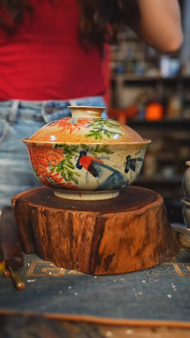 【闪购商品】瓷片手工手绘，高温釉下彩