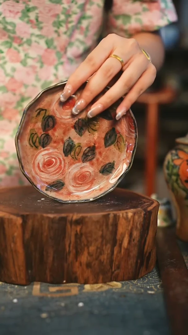 【闪购商品】瓷片手工手绘，高温釉下彩