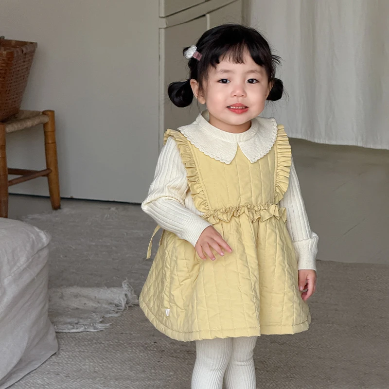 三小朵2355女宝宝加绒背心公主裙冬季新款儿童韩版连衣裙秋冬