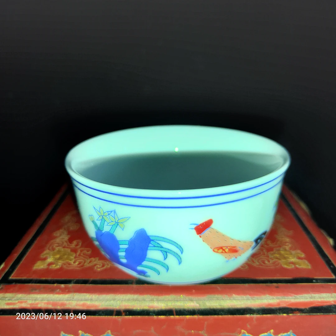 青花粉彩陶瓷主人杯杯鸡缸杯品茗杯茶杯