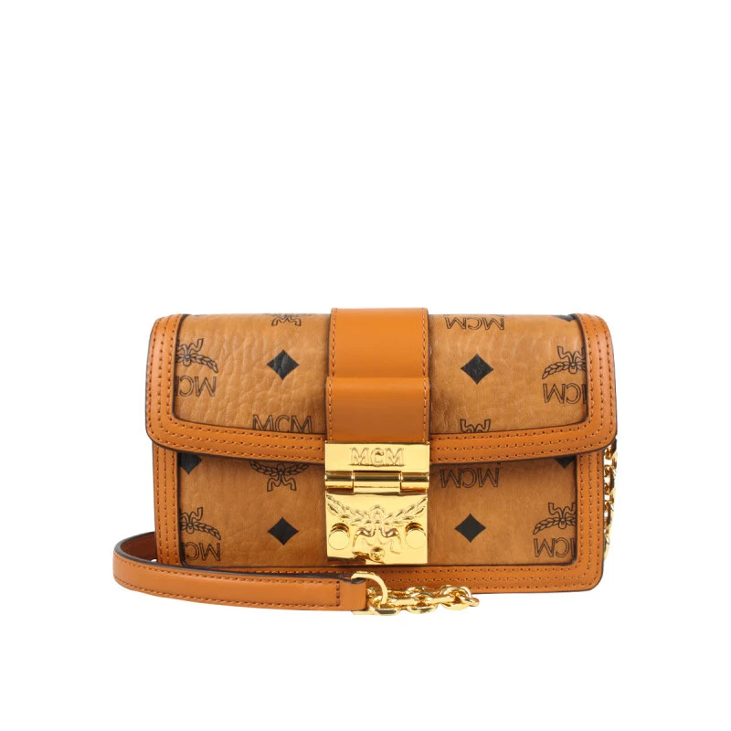 MCM女士时尚经典迷你单肩斜挎 链条包干邑色方包 MWRBAWO05CO001