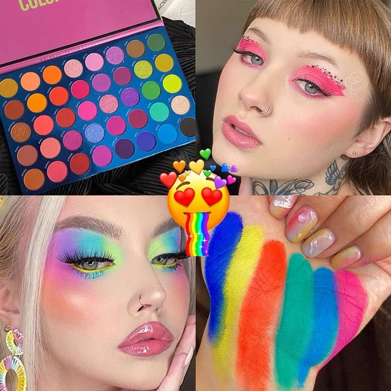 高颜值眼影大盘玩妆秋天彩色平价小众ins超火欧美舞台妆40色眼影