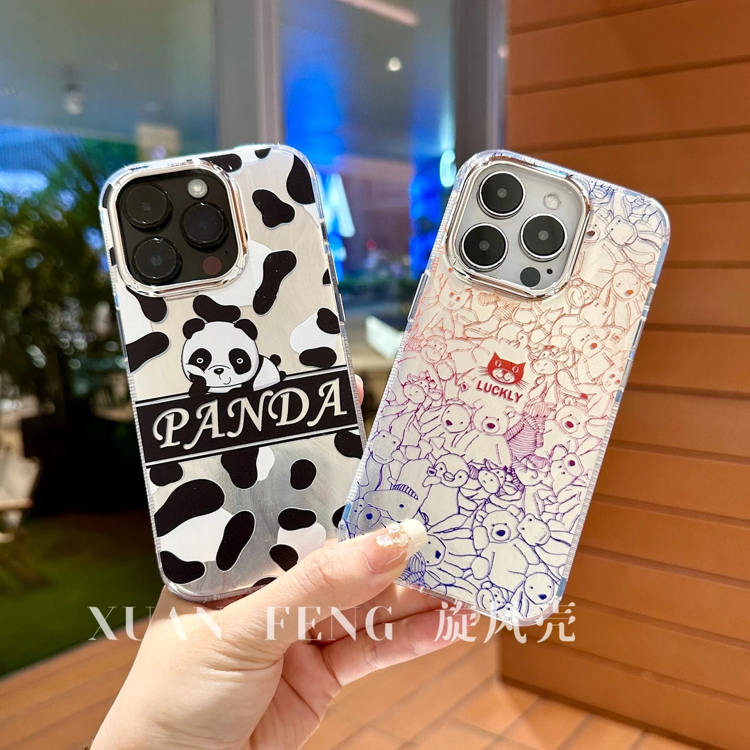 羽砂熊猫磨砂适用于苹果17promax/16promax/15大气创意防摔手机壳