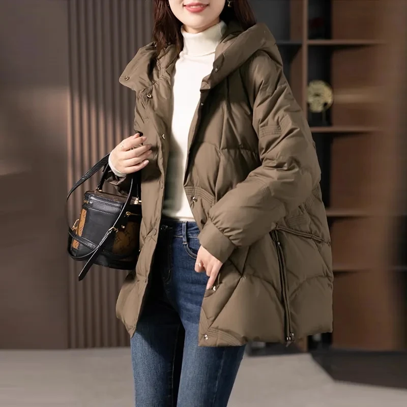 设计感菱格棉服女2023冬季新款韩版时尚气质茧形保暖棉衣外套