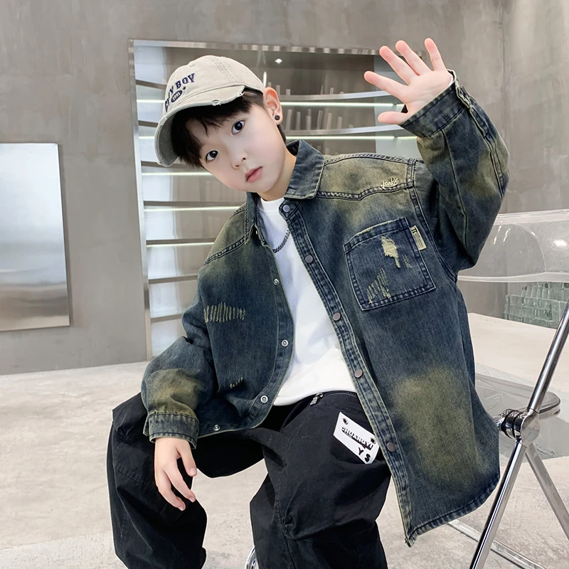 儿童装男童牛仔外套春装2025新款中大童春秋款帅气春季男孩时髦潮