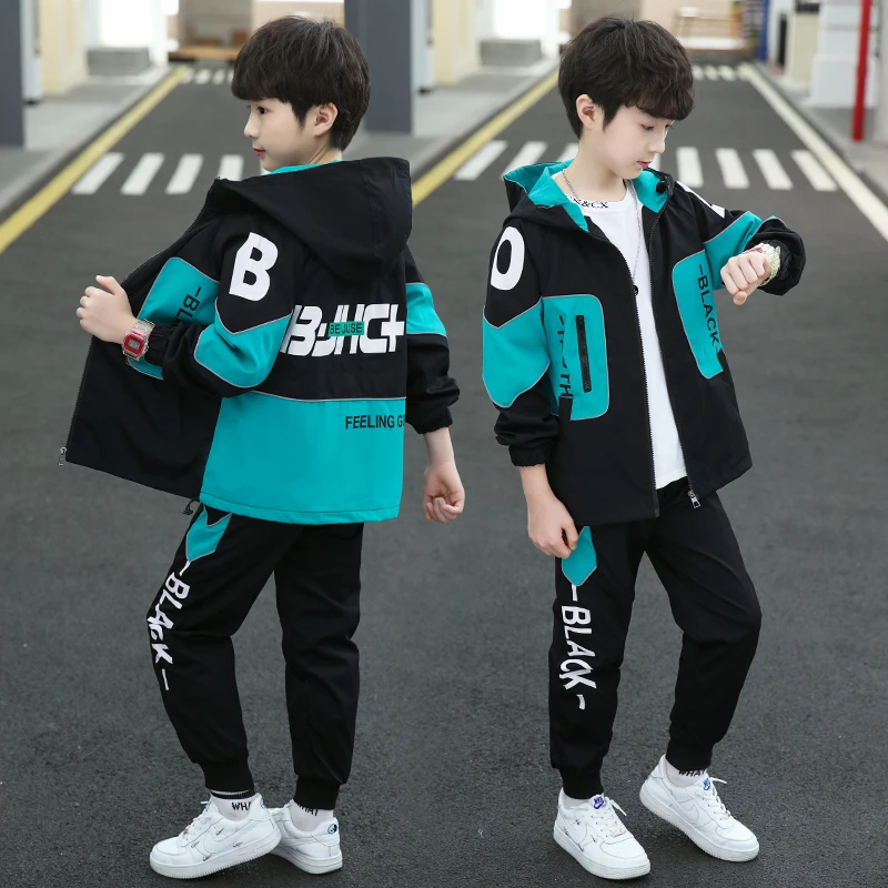 男童秋装套装2025新款开衫连帽春秋款中大儿童男孩秋季潮童两件套