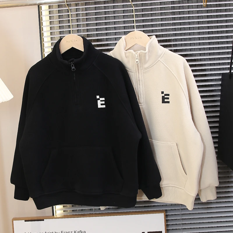 儿童装男童加绒卫衣秋冬款2025新款一体男孩中大童上衣加厚冬季潮