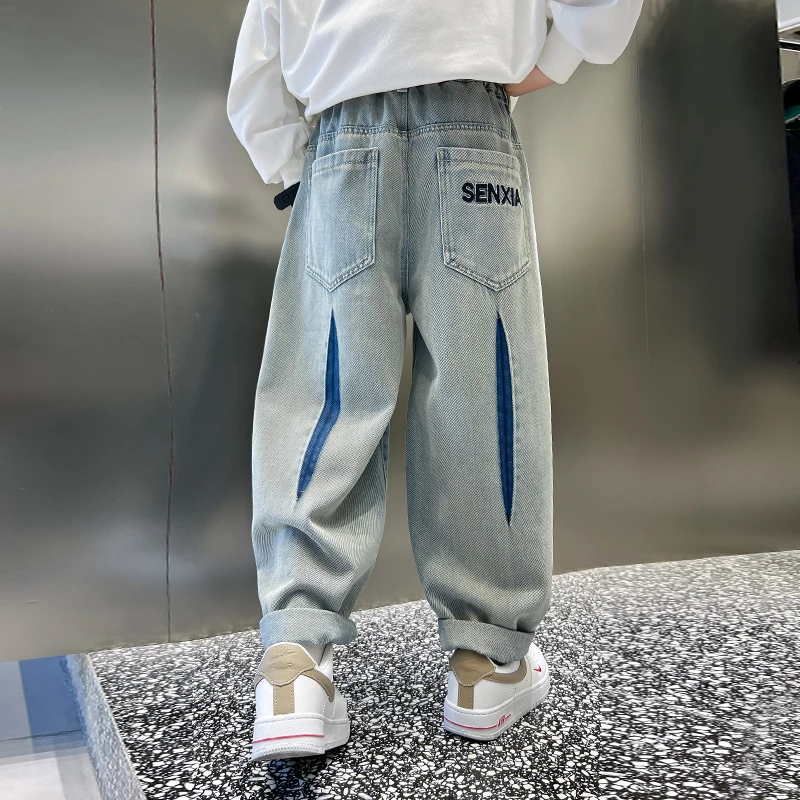 男童牛仔裤子春秋款2025新款秋季中大童儿童秋装男孩洋气宽松长裤