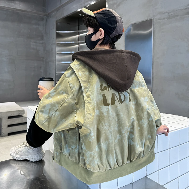 儿童装男童春装外套2025新款中大童春季男孩痞帅春秋洋气连帽衣服