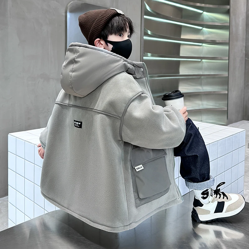 男童夹棉奥利绒外套秋冬款棉服2025新款大儿童冬装洋气男孩薄棉衣