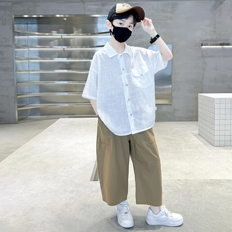 男童夏装套装2025新款中大儿童装夏季男孩网红时髦短袖洋气韩版潮